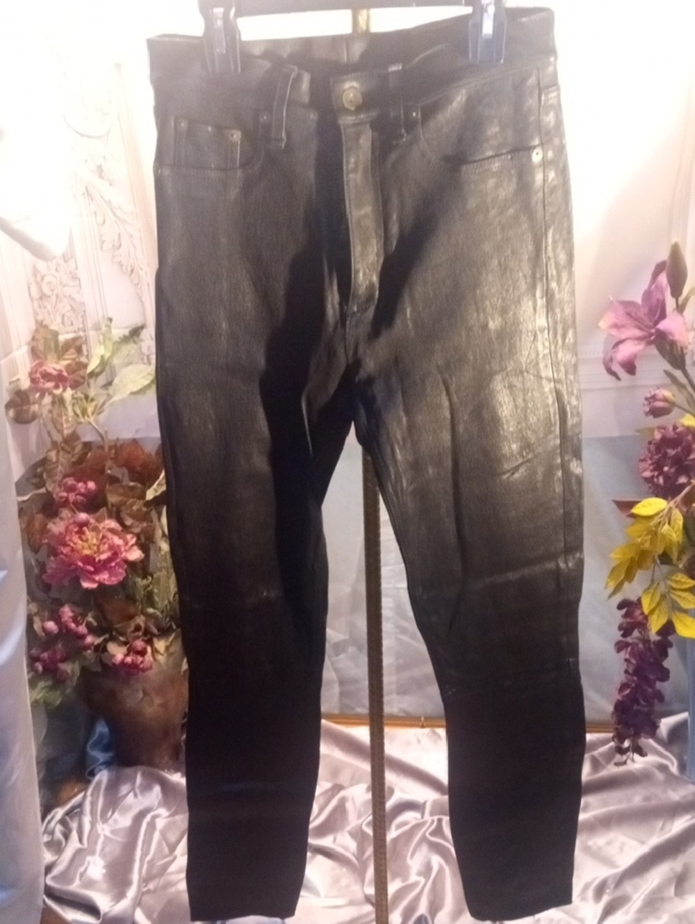 NWOT rag & bone Black Leather Straight-Leg Pants